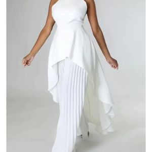 SheHot FashionWomen Sleeveless Asymmetrical Two Piece Pleated Pant Set